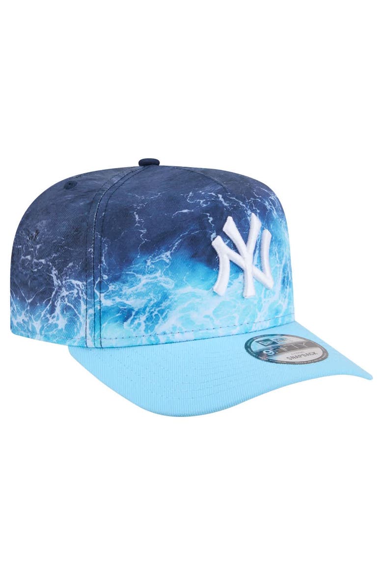 Men's New Era  Light Blue New York Yankees Deep Water Pre-Curved 9FIFTY A-Frame Snapback Hat, Alternate, color, Light Blue