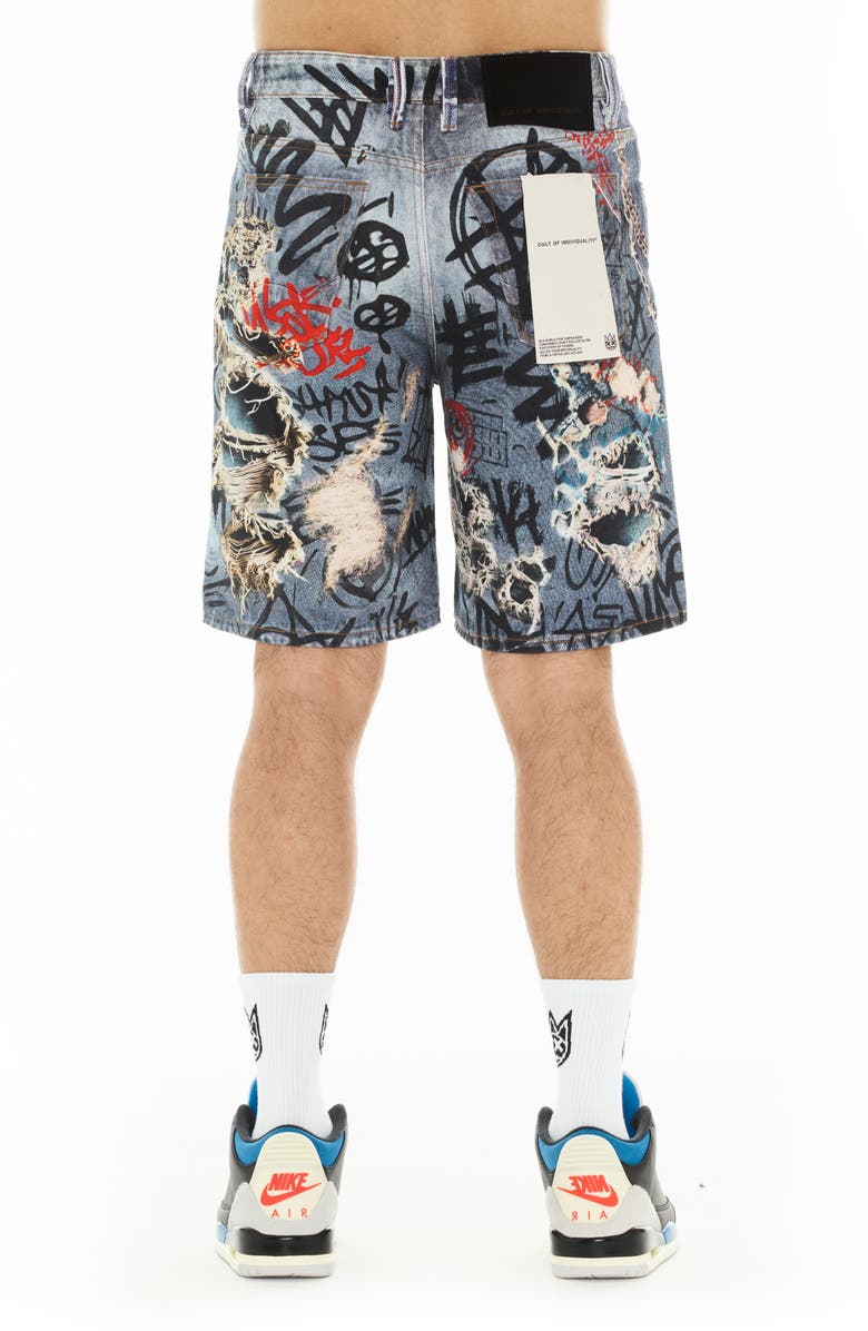 Cult of Individuality Grunge Distressed Denim Shorts, Alternate, color, Digital