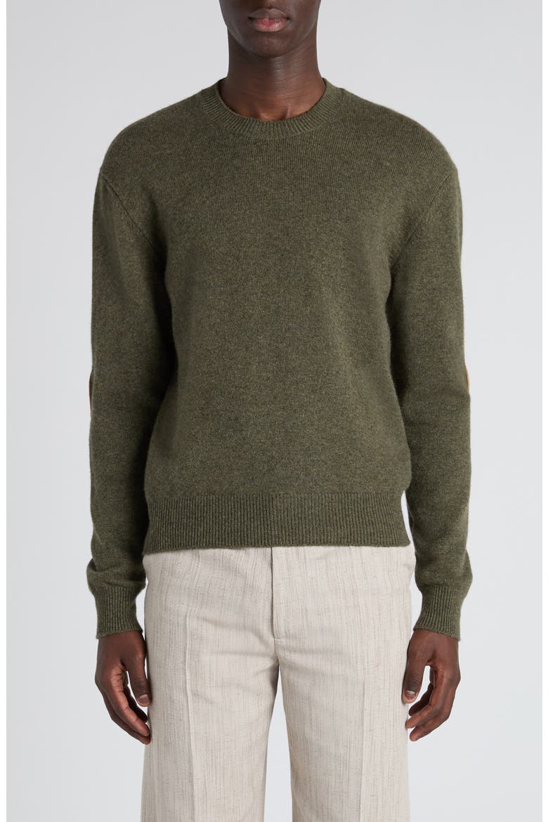 Classic Cashmere Blend Sweater with Intrecciato Suede Hearts, Main, color, 3749 CAMO