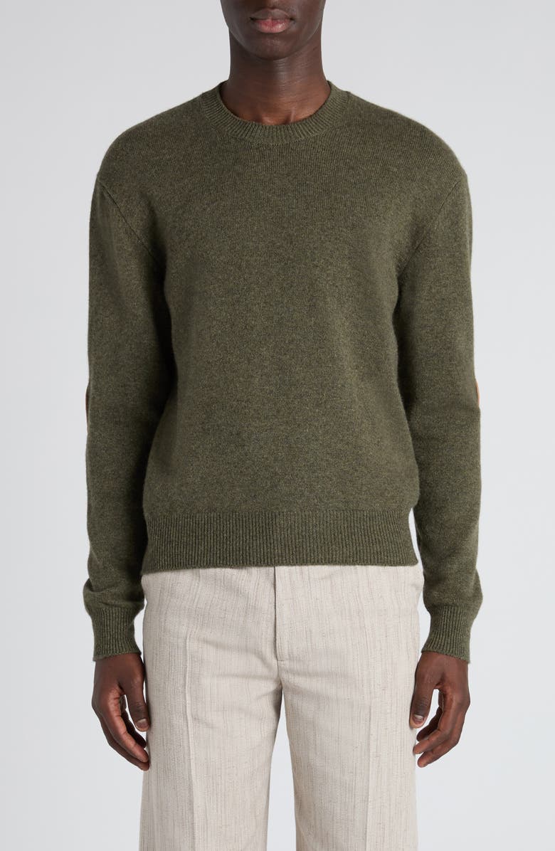 Bottega Veneta Classic Cashmere Blend Sweater with Intrecciato Suede Hearts, Main, color, 3749 Camo