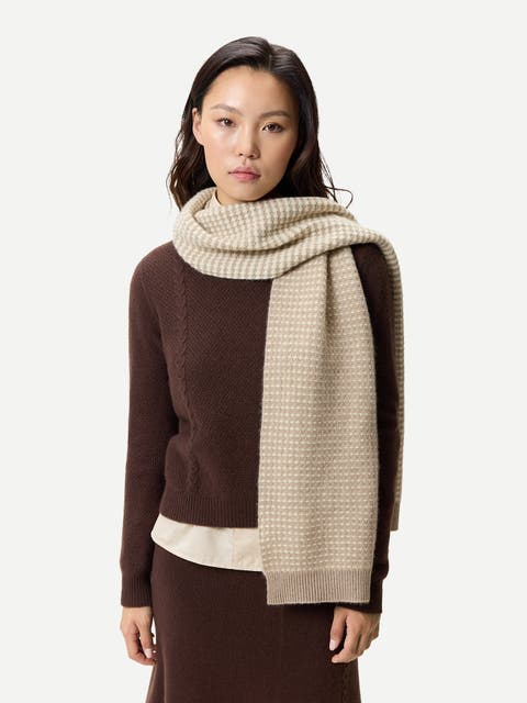 Cashmere Waffle Knit Scarf