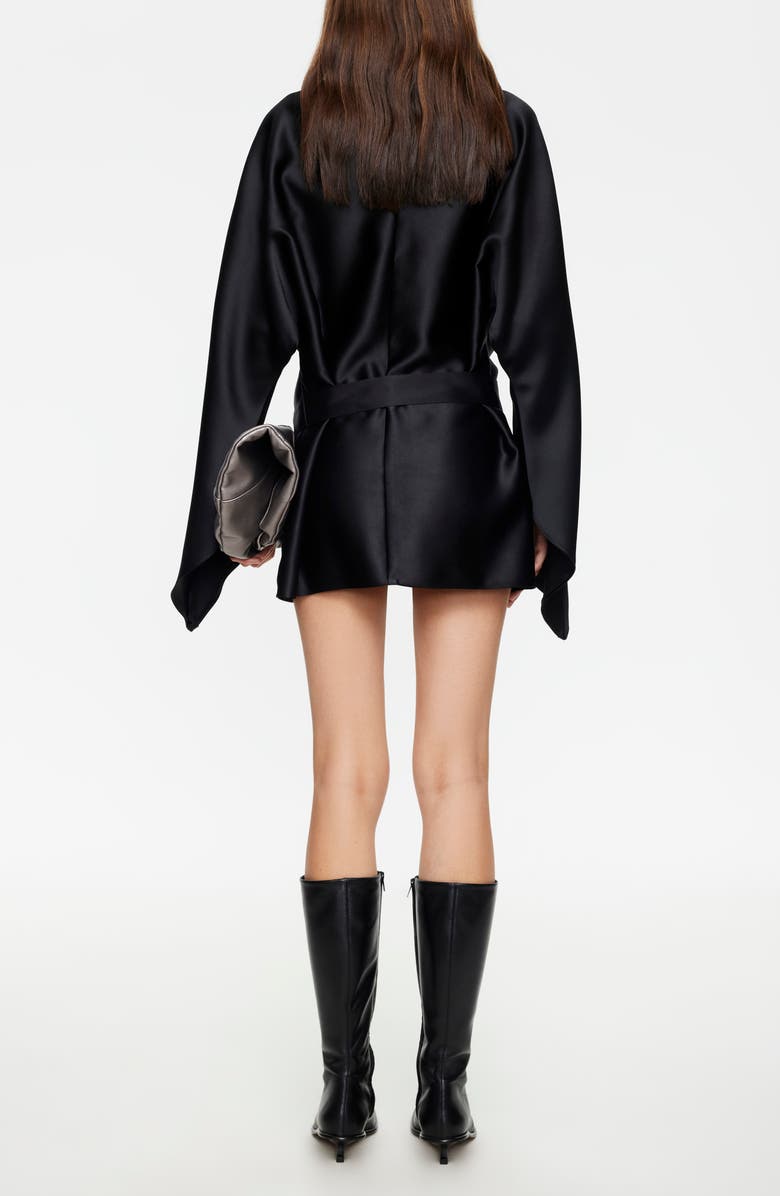 LIONESS Touch Long Sleeve Satin Minidress, Alternate, color, Noir