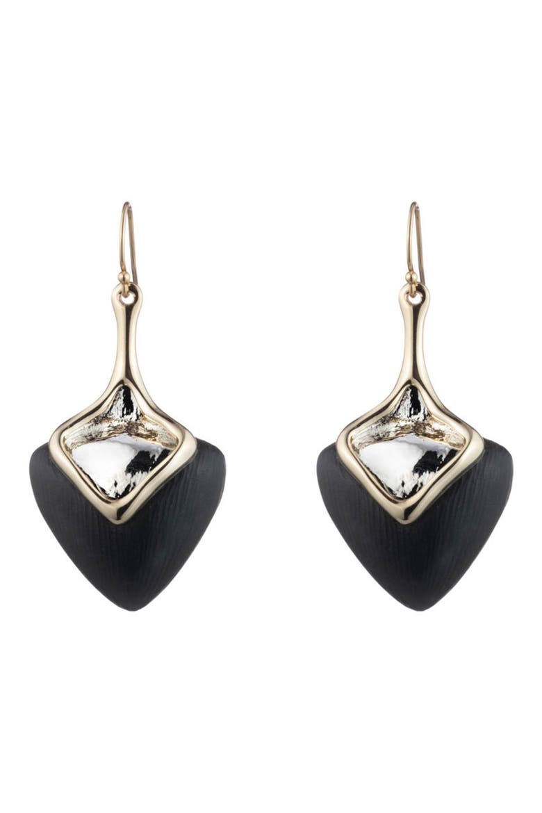 Two-Tone Sculptural Drop Earrings, Main, color, BLACK