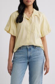 beachlunchlounge Biance Bubble Sleeve Button-Up Top