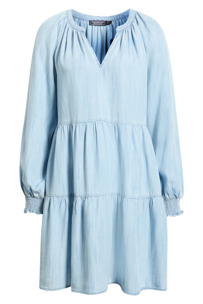 Tessa Long Sleeve Chambray Dress, Main, color, LIGHT ACID WASH