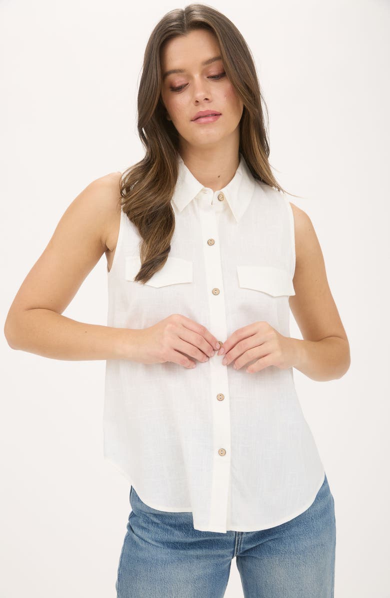 Blu Pepper Sleeveless Button-Up Shirt, Alternate, color,
