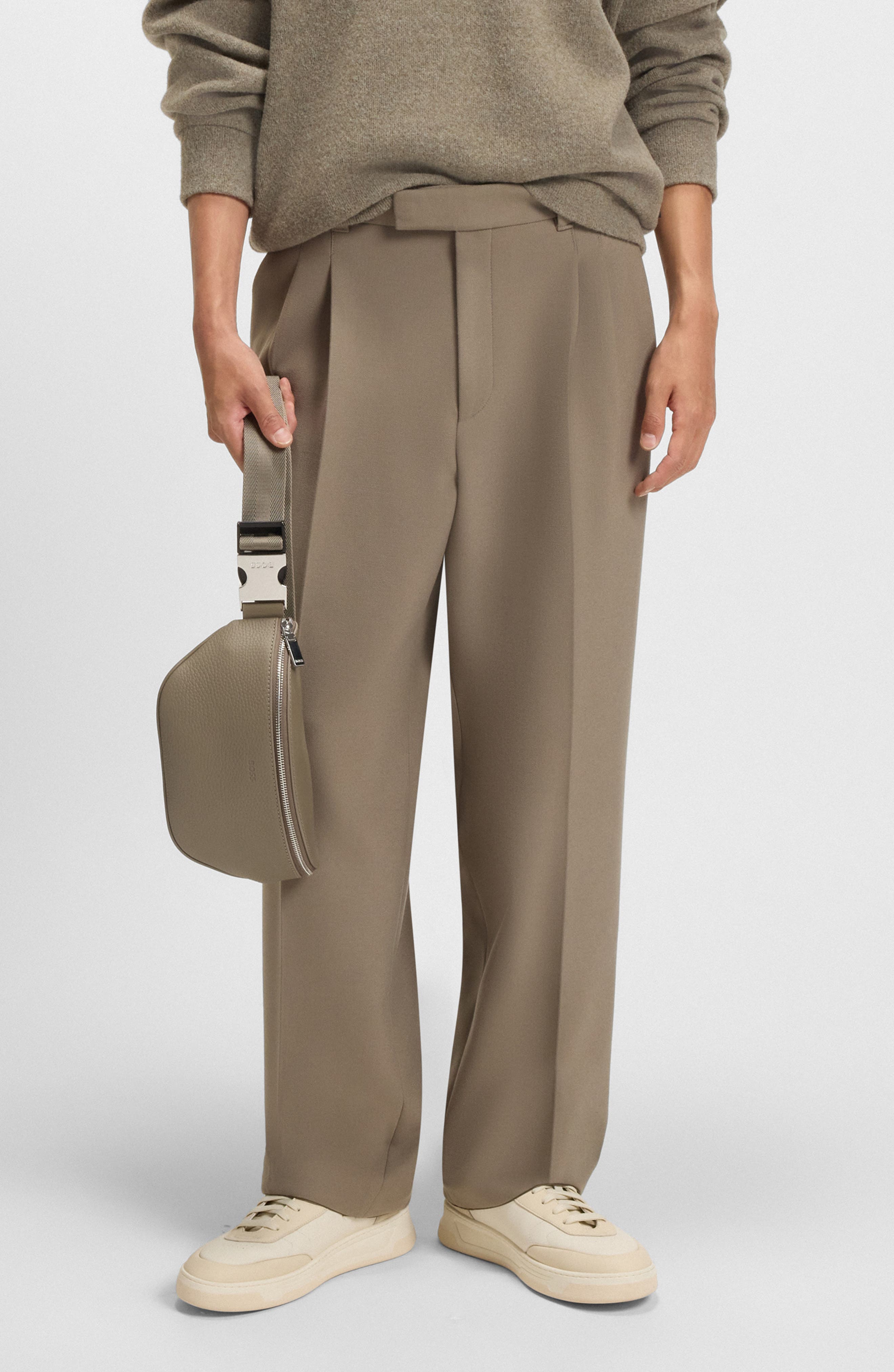 HUGO New Crosstown Leather Belt Bag, Alternate, color, Open Brown