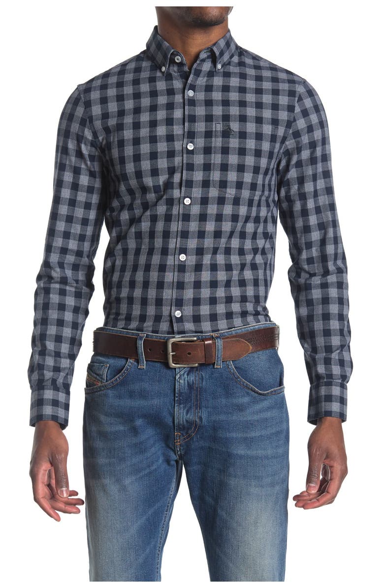 Original Penguin Gingham Woven Button-Down Shirt, Main, color, 