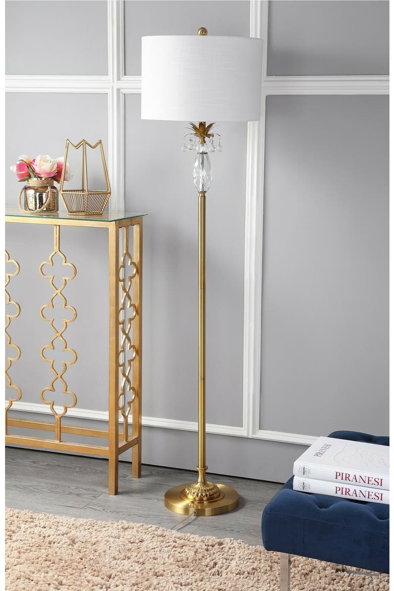 Adalyn Crystal / Metal LED Floor Lamp, Alternate, color, Clear/Brass Gold
