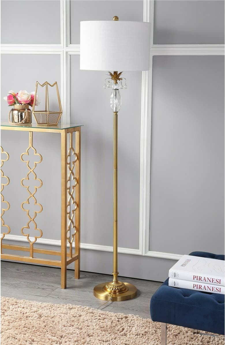 JONATHAN Y Adalyn Crystal / Metal LED Floor Lamp, Alternate, color, Clear/Brass Gold