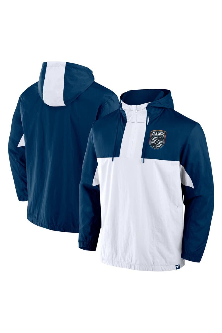 Men's Fanatics Navy San Diego FC Free Kick Woven Quarter-Zip Hoodie Jacket, Main, color, Navy