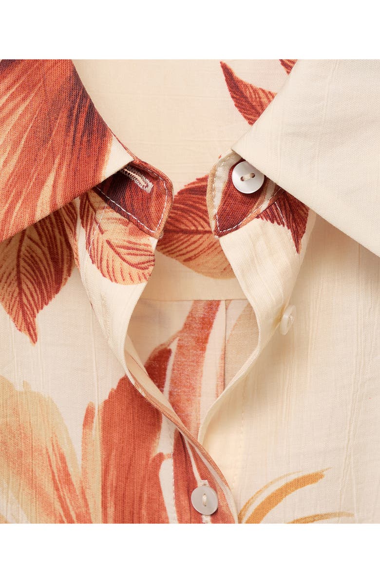 MANGO Palm Tree Print Button-Up Shirt, Alternate, color, Off White