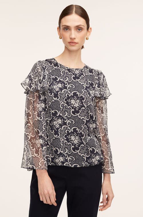 REBECCA TAYLOR REBECCA TAYLOR ROCHELLE FLEUR RUFFLE SILK BLOUSE