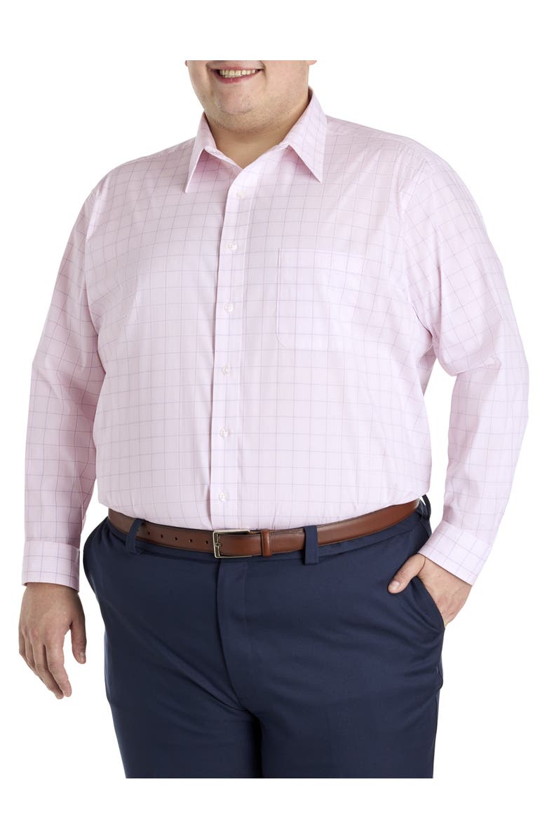 Oak Hill by DXL Big & Tall Plaid Dress Shirt, Alternate, color, Pink