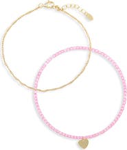 ARGENTO VIVO Two-Piece Heart Charm & Chain Bracelet Set