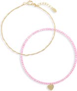 ARGENTO VIVO Two-Piece Heart Charm & Chain Bracelet Set