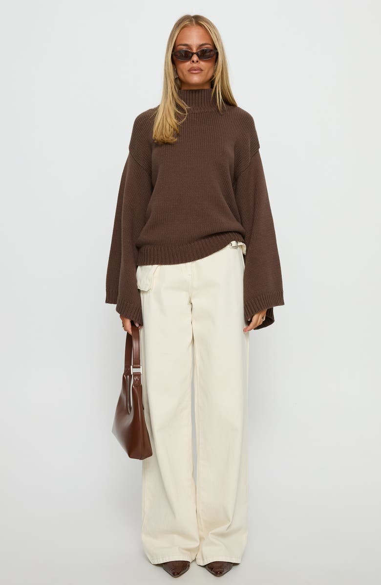 Princess Polly Neriel Turtleneck Sweater, Alternate, color, Chocolate