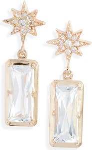 Anzie Starburst White Topaz Drop Earrings