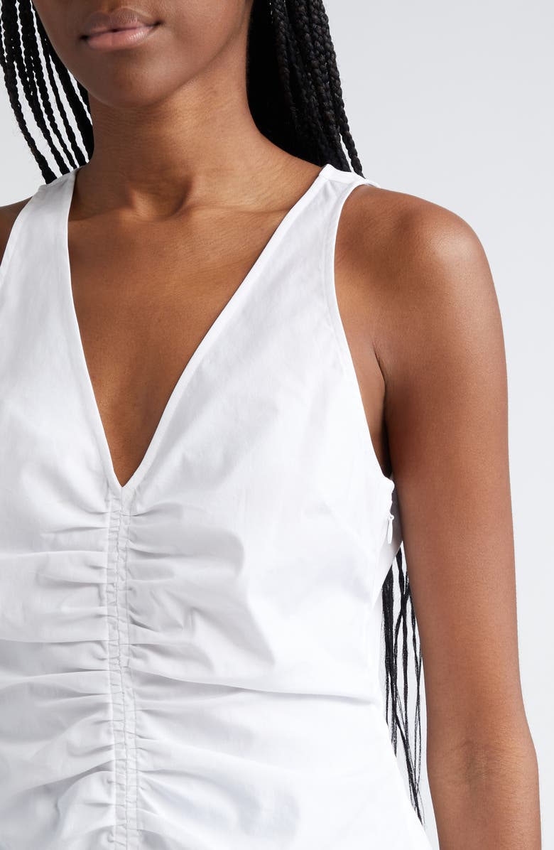 Veronica Beard Oya Center Ruched Stretch Cotton Top, Alternate, color, White
