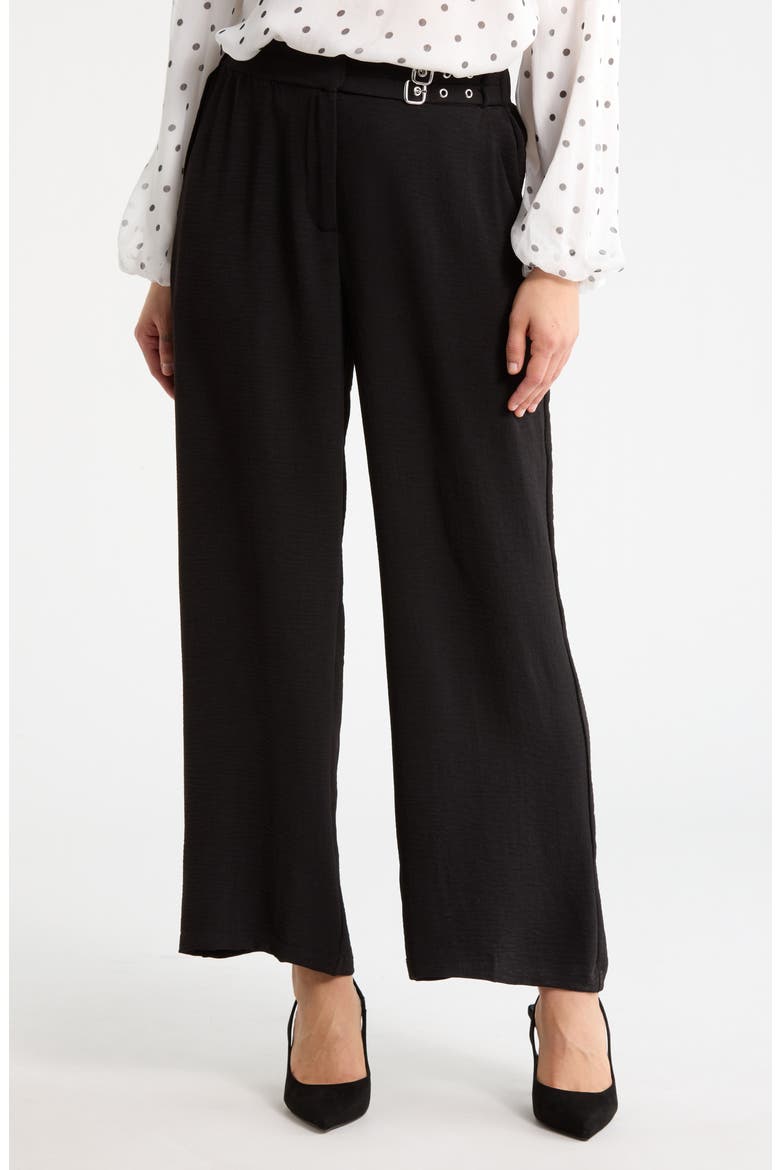 Side Belted Airflow Wide Leg Pants, Main, color, BLACK