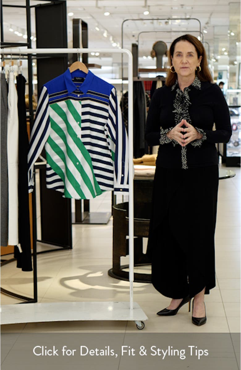 Mixed Stripe Button-Up Blouse, sales video thumbnail