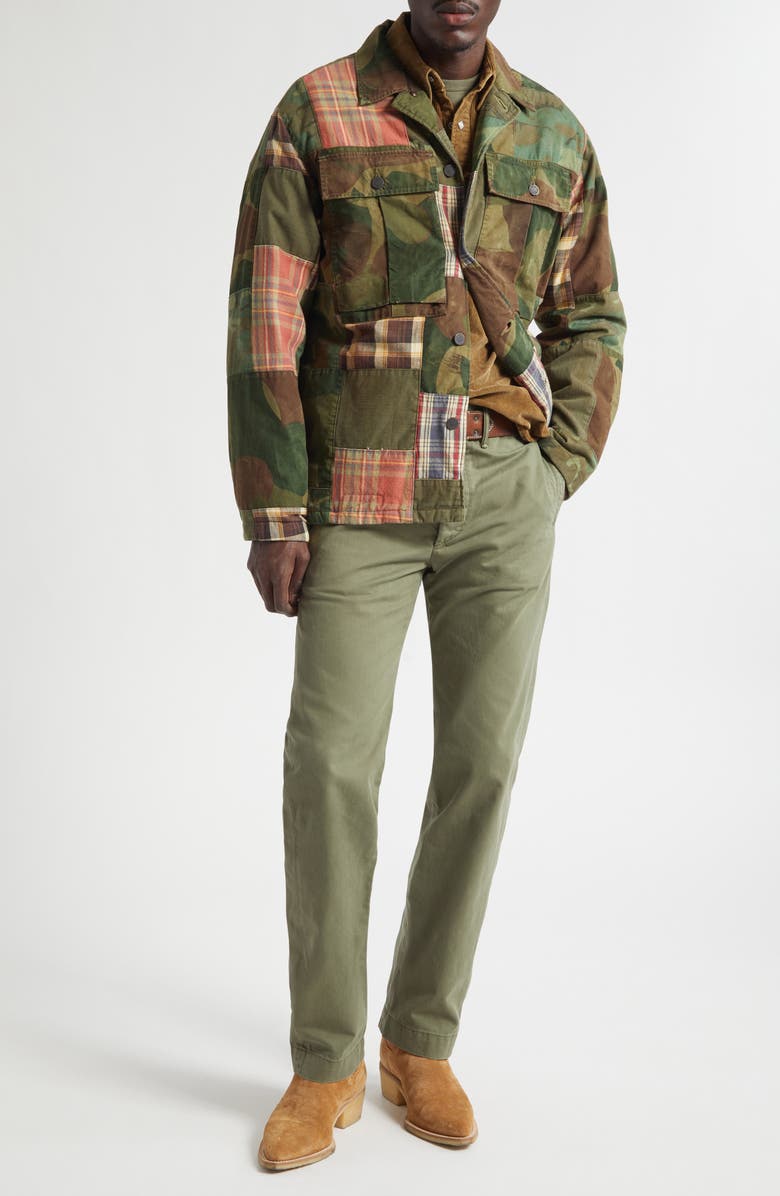 Double RL Padded Patchwork Overshirt, Alternate, color, Camo/ Plaid Patchwork