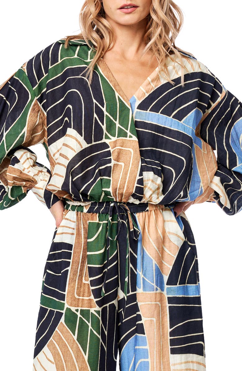 CIEBON Emarae Abstract Print Surplice Neck Top, Alternate, color, 