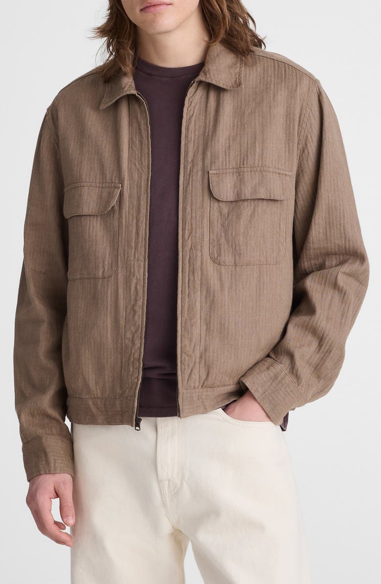 Madewell Herringbone Zip Front Cotton & Linen Jacket, Main, color, 