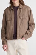 Madewell Herringbone Zip Front Cotton & Linen Jacket