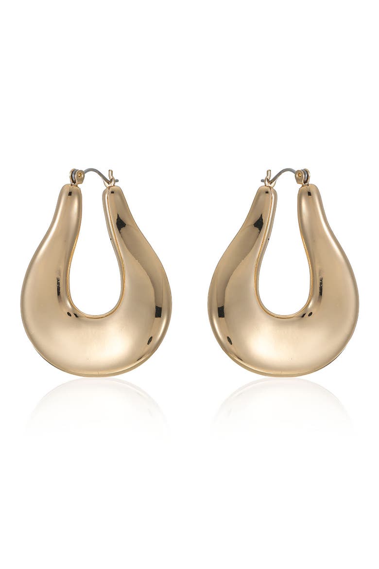 Flat Oval Hoop Earrings, Alternate, color, GOLD