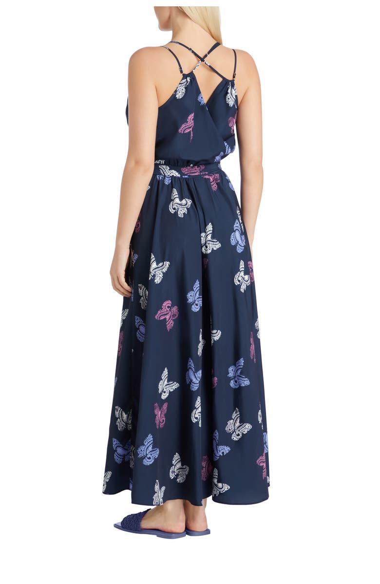 VALIMARE Amelia Maxi Wrap Crepe de Chine Cover-up Dress, Alternate, color, Navy Blue