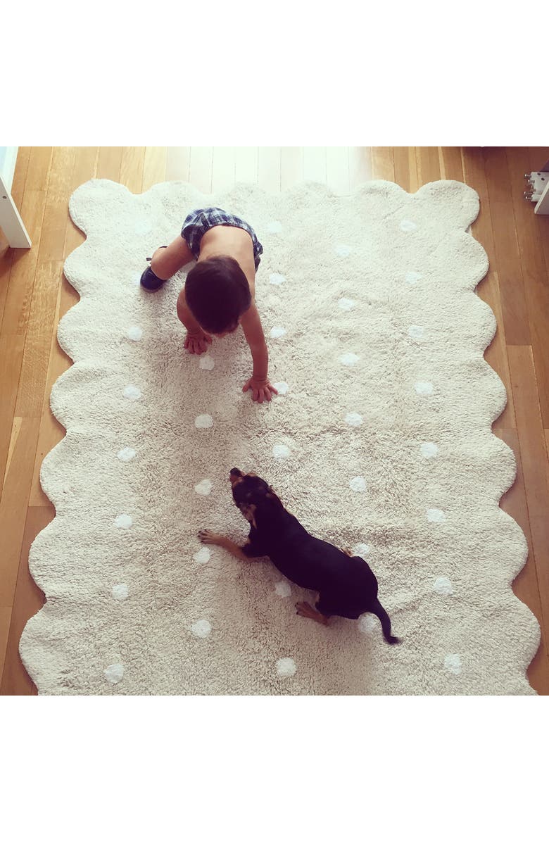 Lorena Canals Biscuit Polka Dot Washable Cotton Blend Rug, Alternate, color, Beige