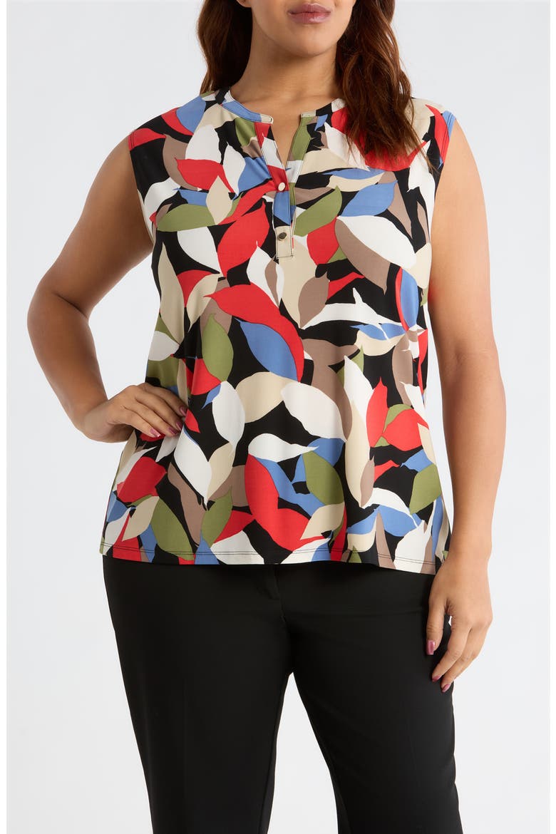 Leaf Print Knit Top, Main, color, ANNE BLACK MULTI