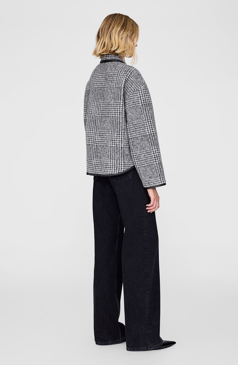 ANINE BING Camden Black and Grey Check Jacket, Alternate, color, Black / Grey Check
