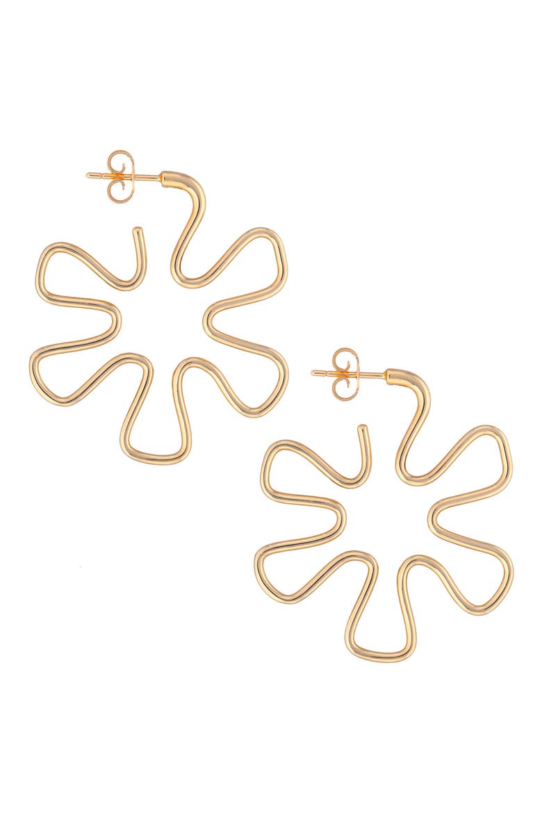 Daisy Hoop Earrings, Main, color, GOLD