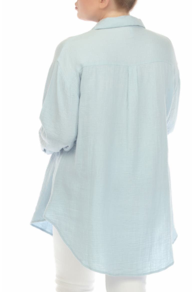 Gauze Button-Up Shirt, Alternate, color, BLUE