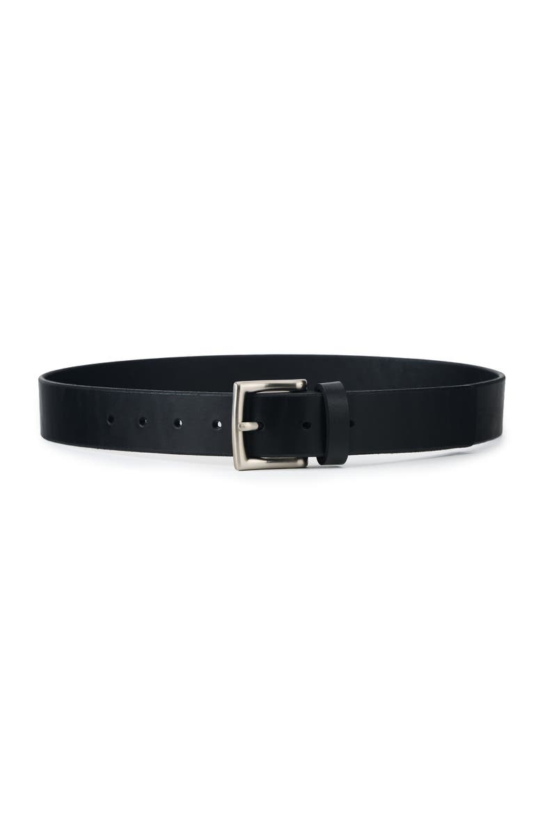 Essential American Made Leather Belt, Main, color, Black and Nickel