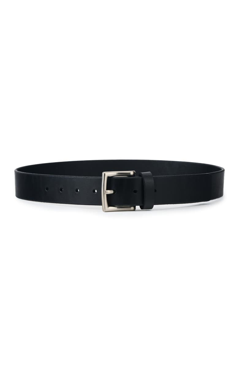 Ezra Arthur Essential American Made Leather Belt, Main, color, Black And Nickel
