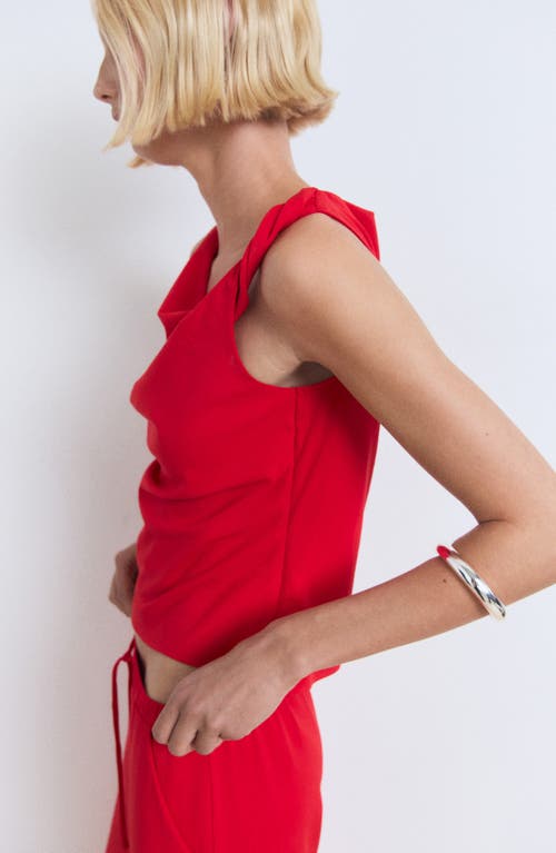 Mango Asymmetric Drape Crop Top In Red