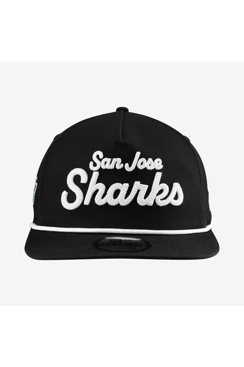 Men's New Era  Black San Jose Sharks Team Text Golfer Adjustable Hat, Alternate, color, Black