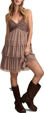 Lucky Brand Beaded Bodice Tiered Tulle Dress