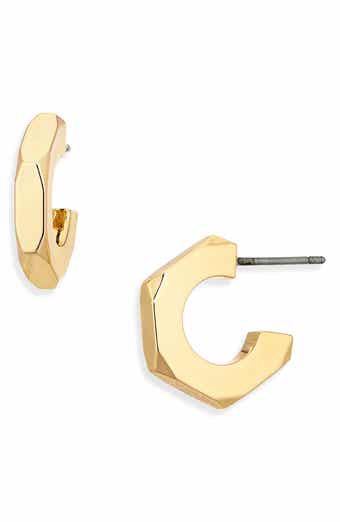 Hexagonal Huggie Hoop Earrings