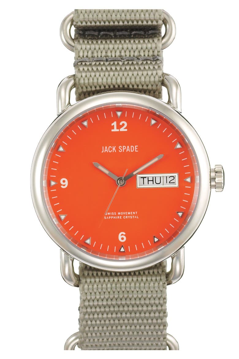 'Classic Military - Conway' Round Watch, 38mm, Main, color, GREY/ ORANGE