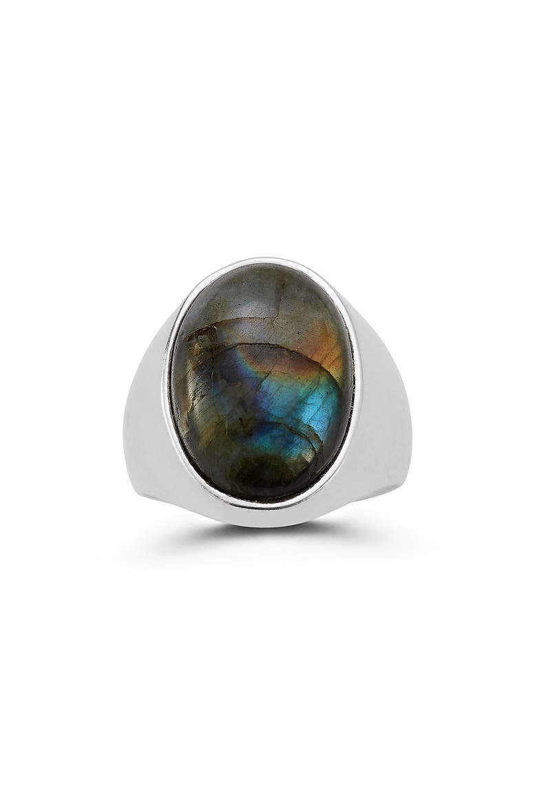 Men's Labradorite Domed Ring, Main, color, SILVER