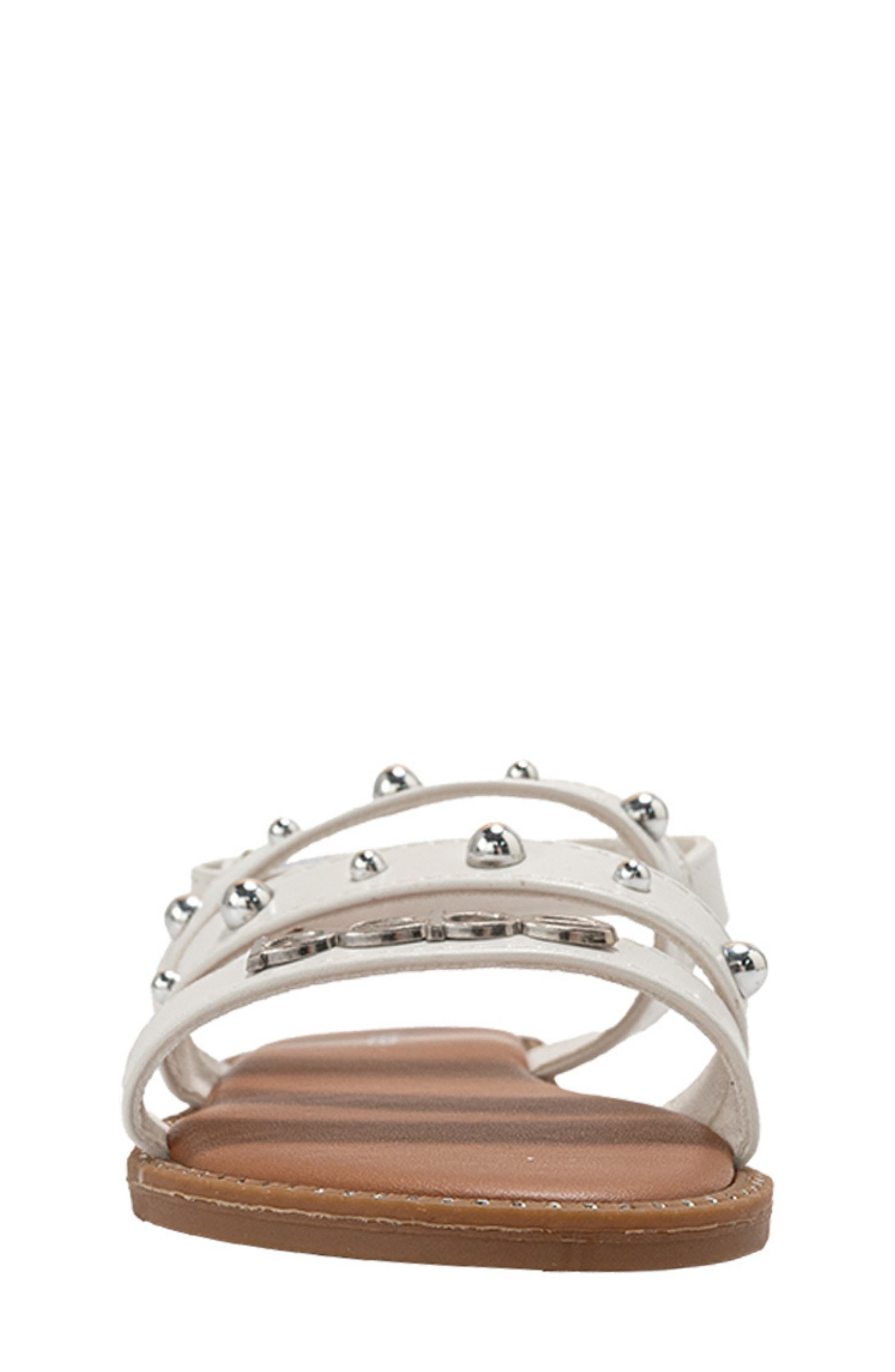 bebe Studded Strap Sandal, Alternate, color, White