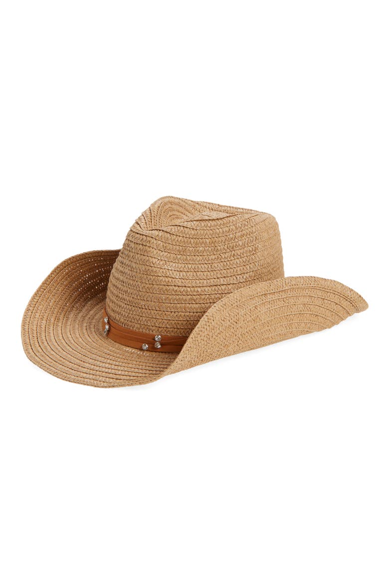 Rhinestone Band Cowboy Hat, Main, color, NATURAL