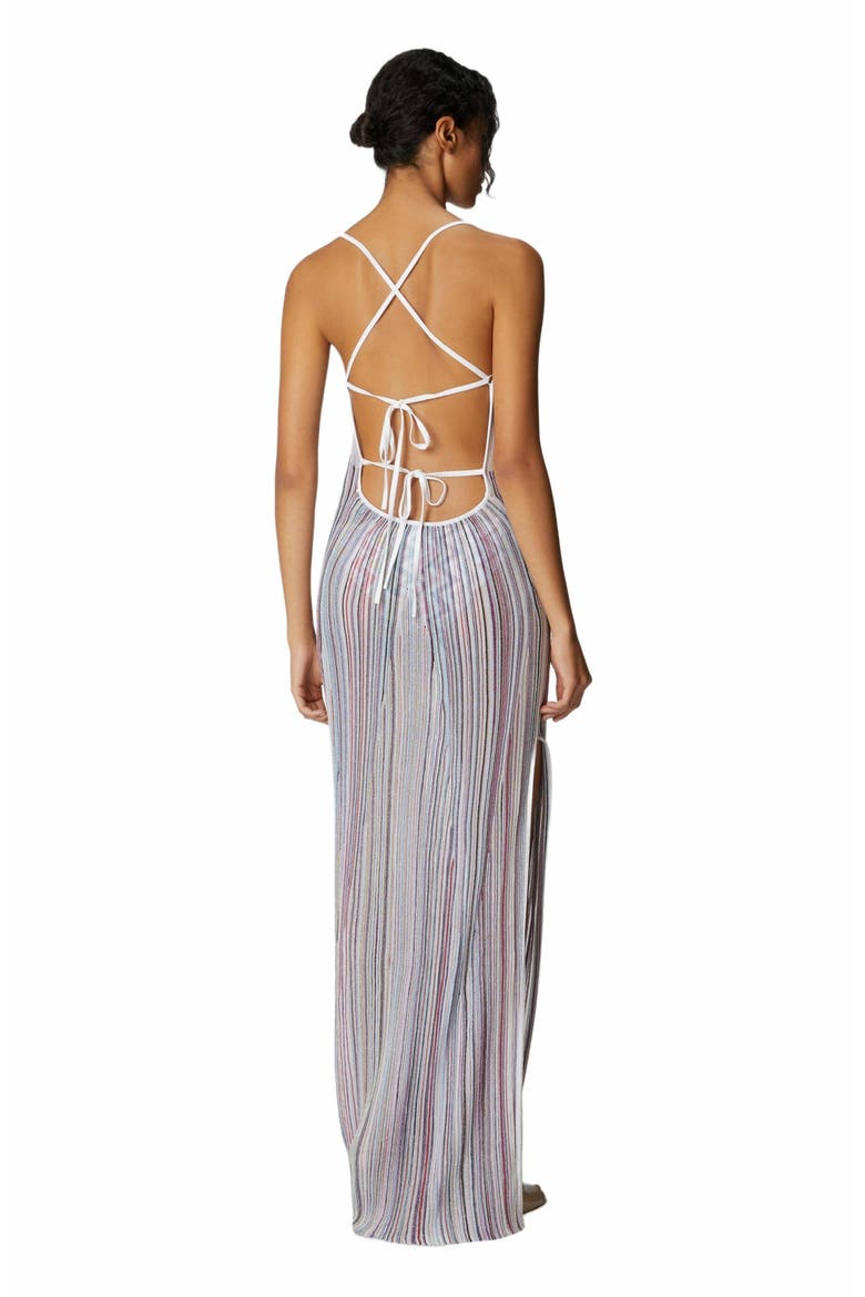 Long Cover-up With Straight Neckline And Open Back, Alternate, color, Multicoloured