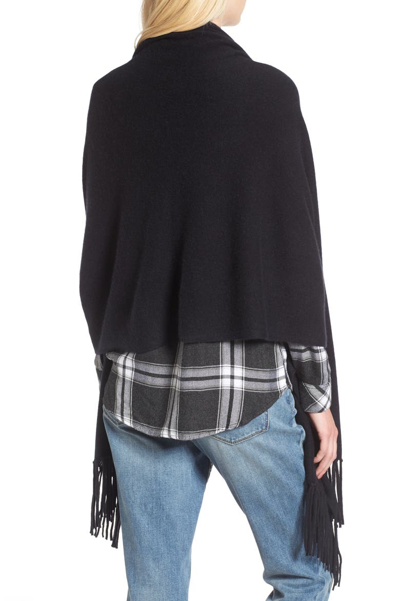 Collection Fringe Cashmere Wrap, Alternate, color, BLACK
