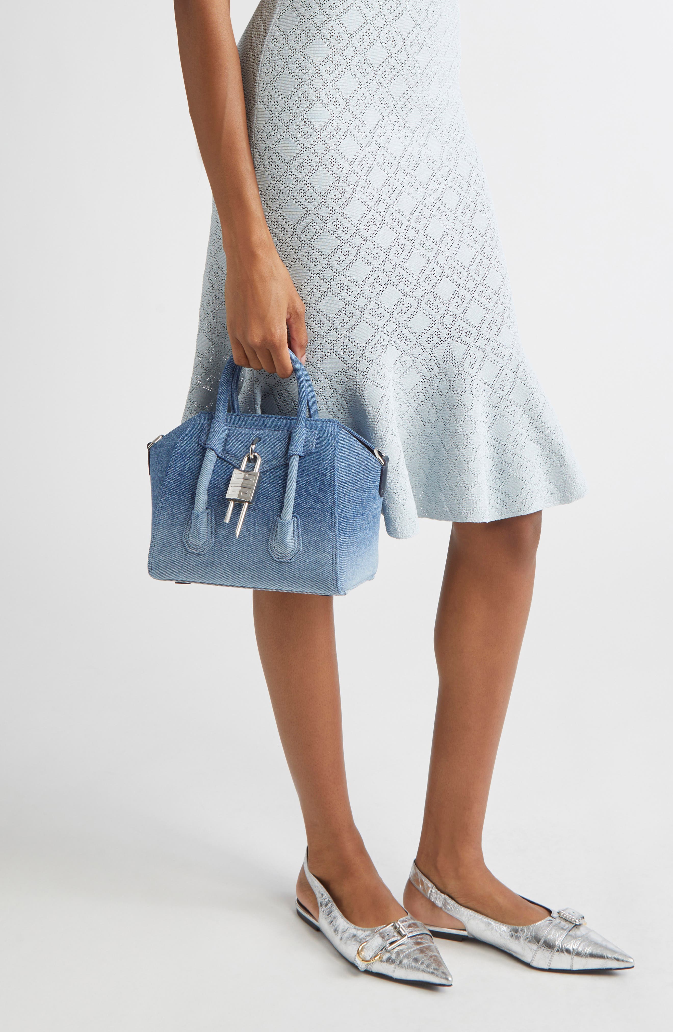 Givenchy Mini Antigona Lock Denim Satchel (Women) | Nordstrom