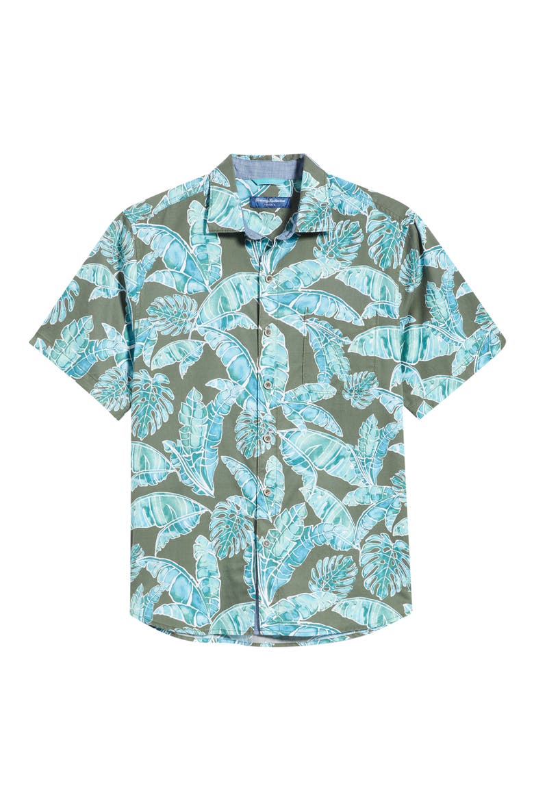 Tortola Jungle Blooms Short Sleeve Button-Up Shirt, Alternate, color, VOYAGER BLUE